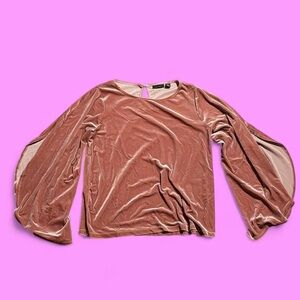 Halogen Pink Velvet Flutter Sleeve Top